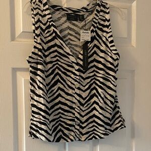 Tahari Black and White Zebra Print Blouse